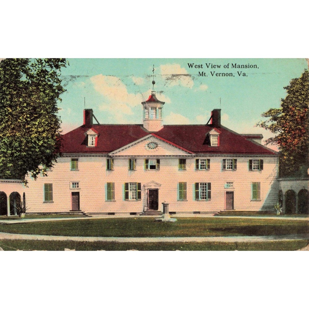 Vintage 1912 Mount Vernon Mansion West View Postcard Alexandria VA Leet Brothers - Picture 1 of 2